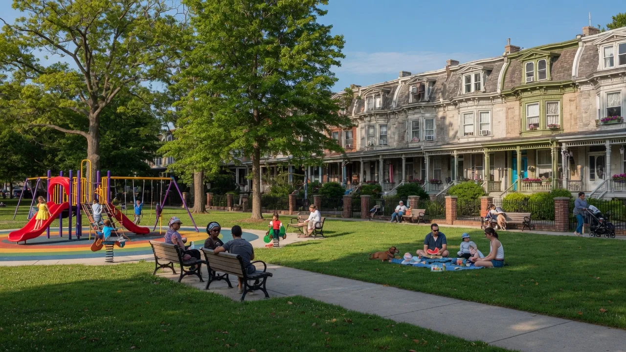 McMichael Park playground and green space in East Falls