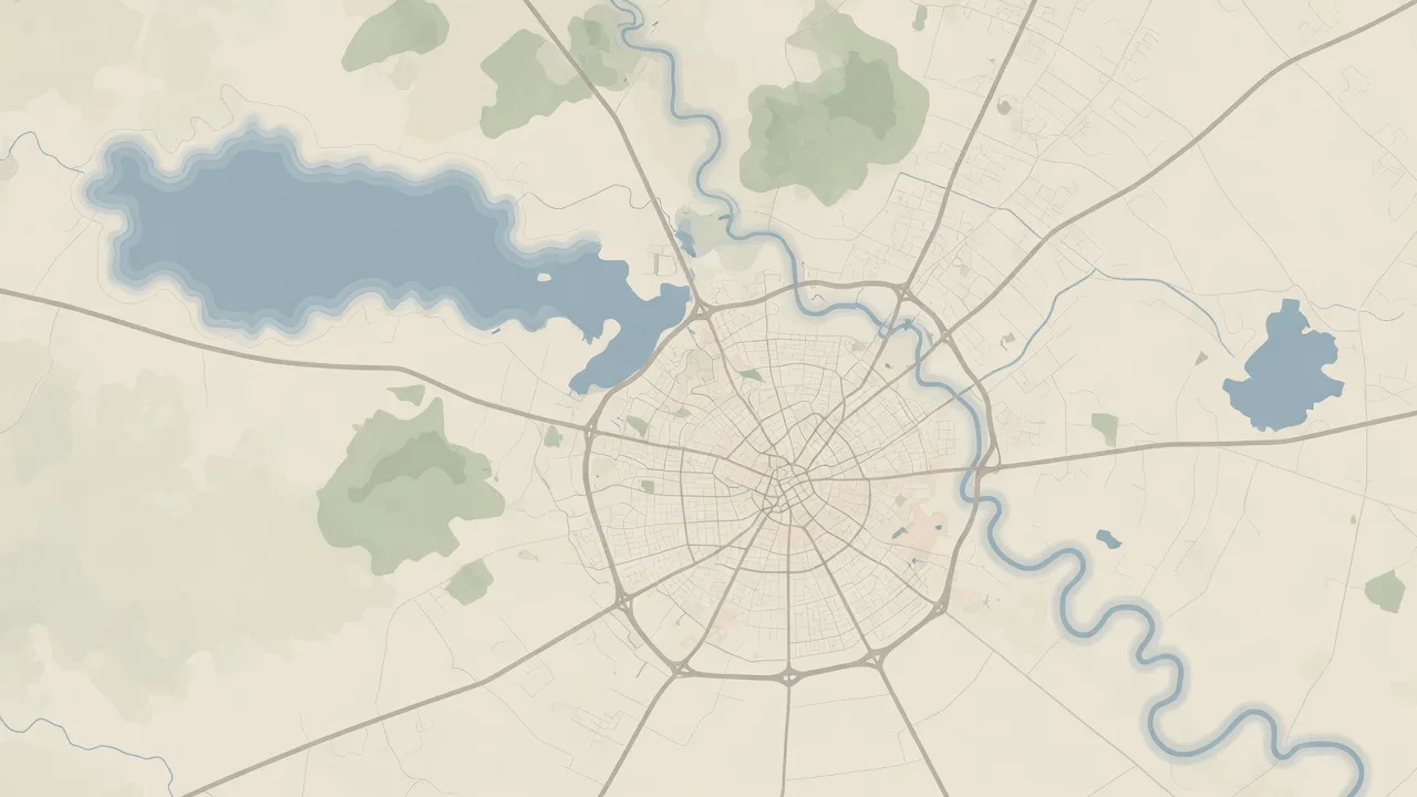 Stylized map of Greater San Antonio and the Texas Hill Country with new construction community markers
