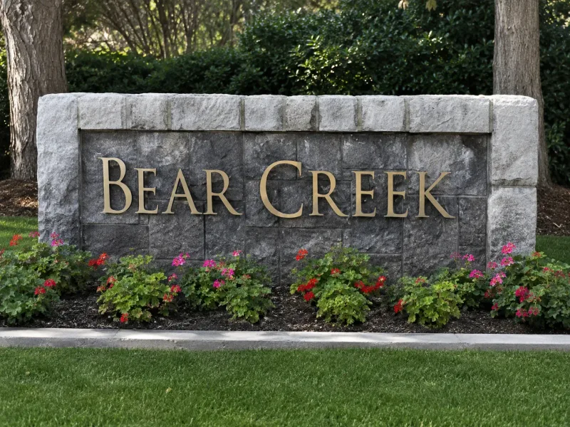 Bear Creek neighborhood entrance sign in Murrieta California