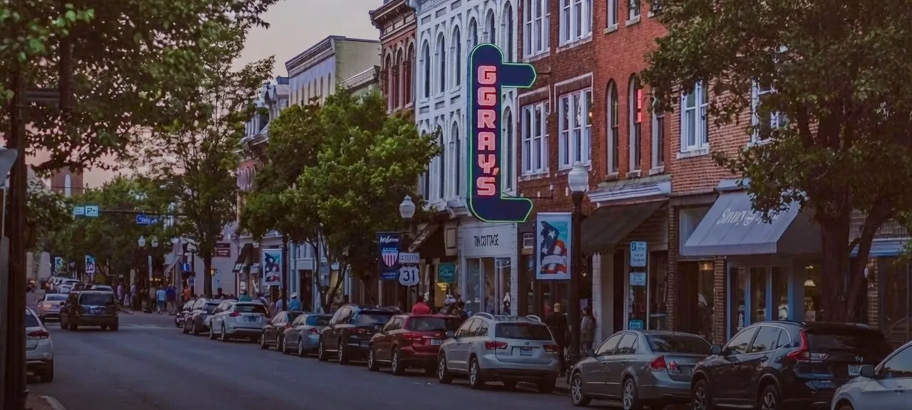 Downtown Franklin Tennessee aerial view