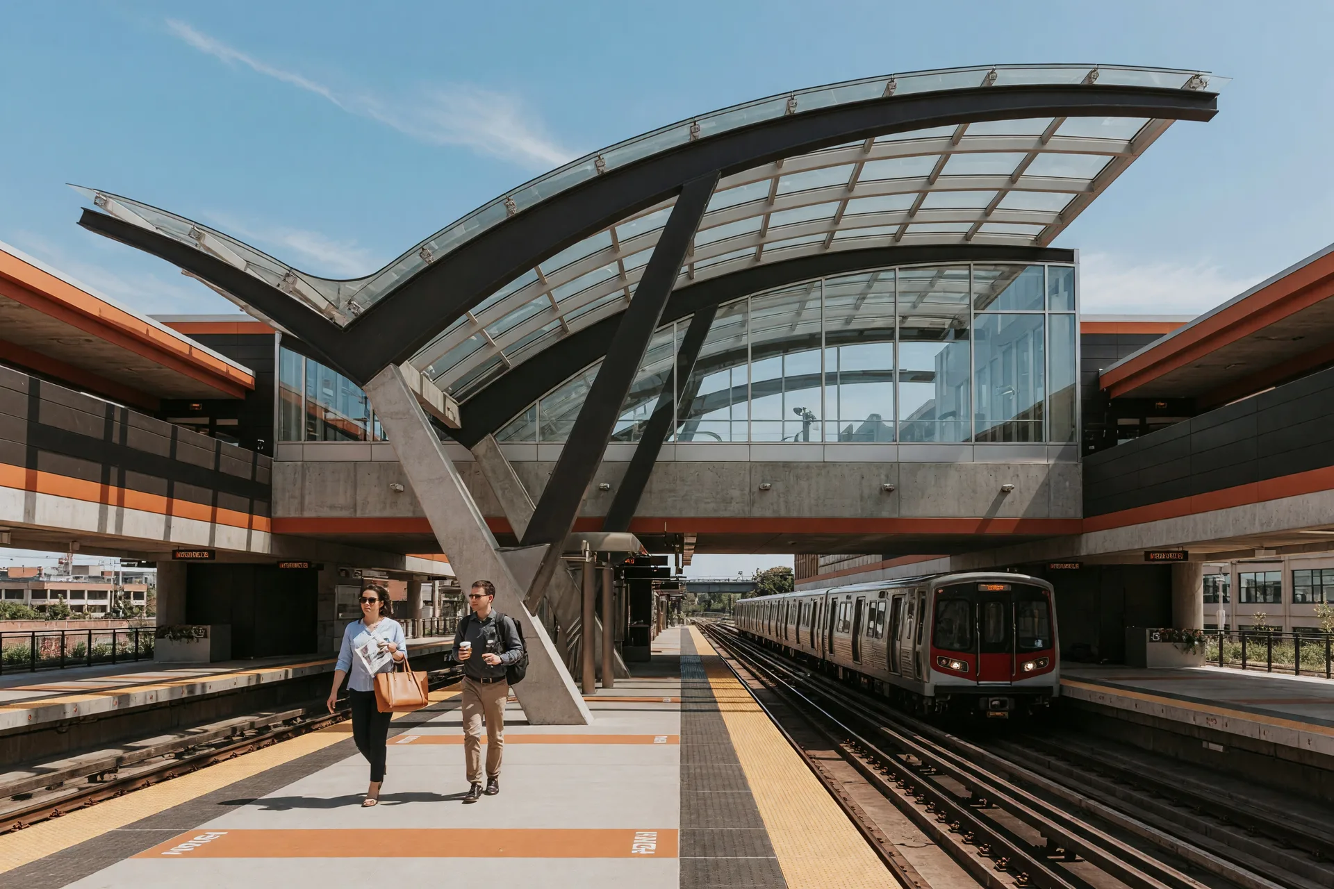 The Silver Spring Metro station entrance on a bright day
