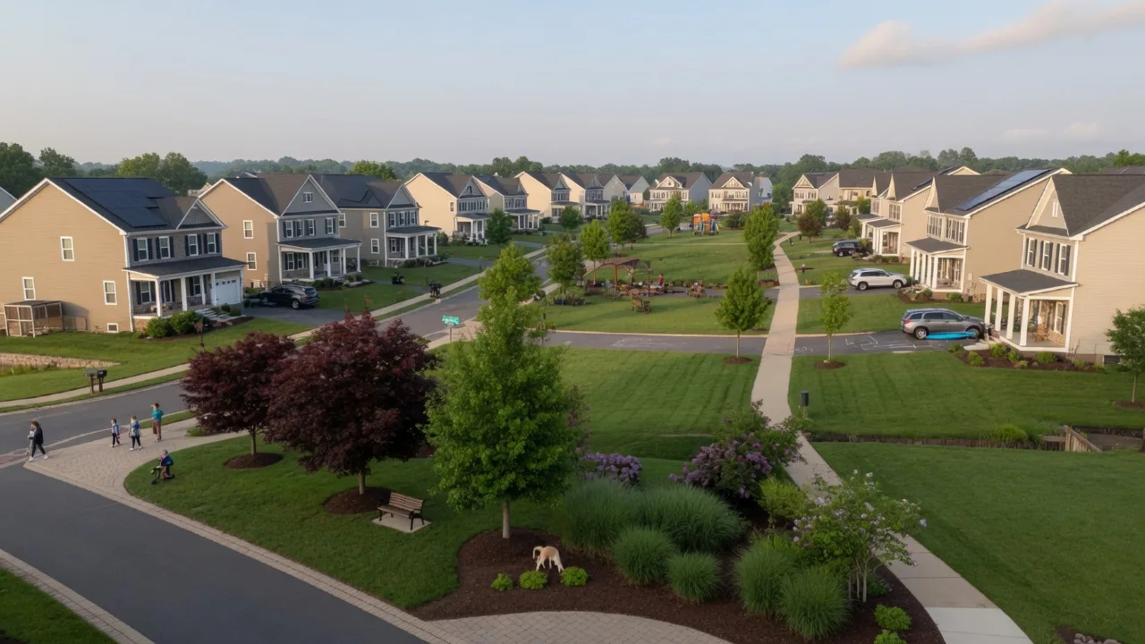 Chesterbrook Pennsylvania modern planned community with homes and walking paths