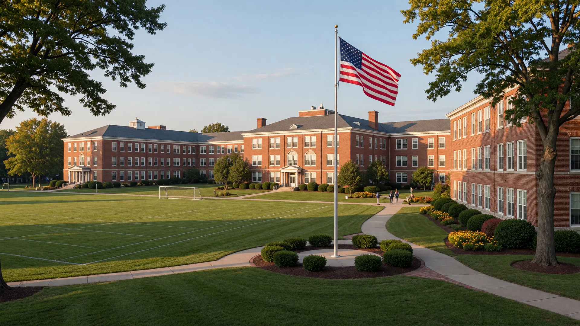 Upper Merion Area School District campus with brick buildings and athletic fields