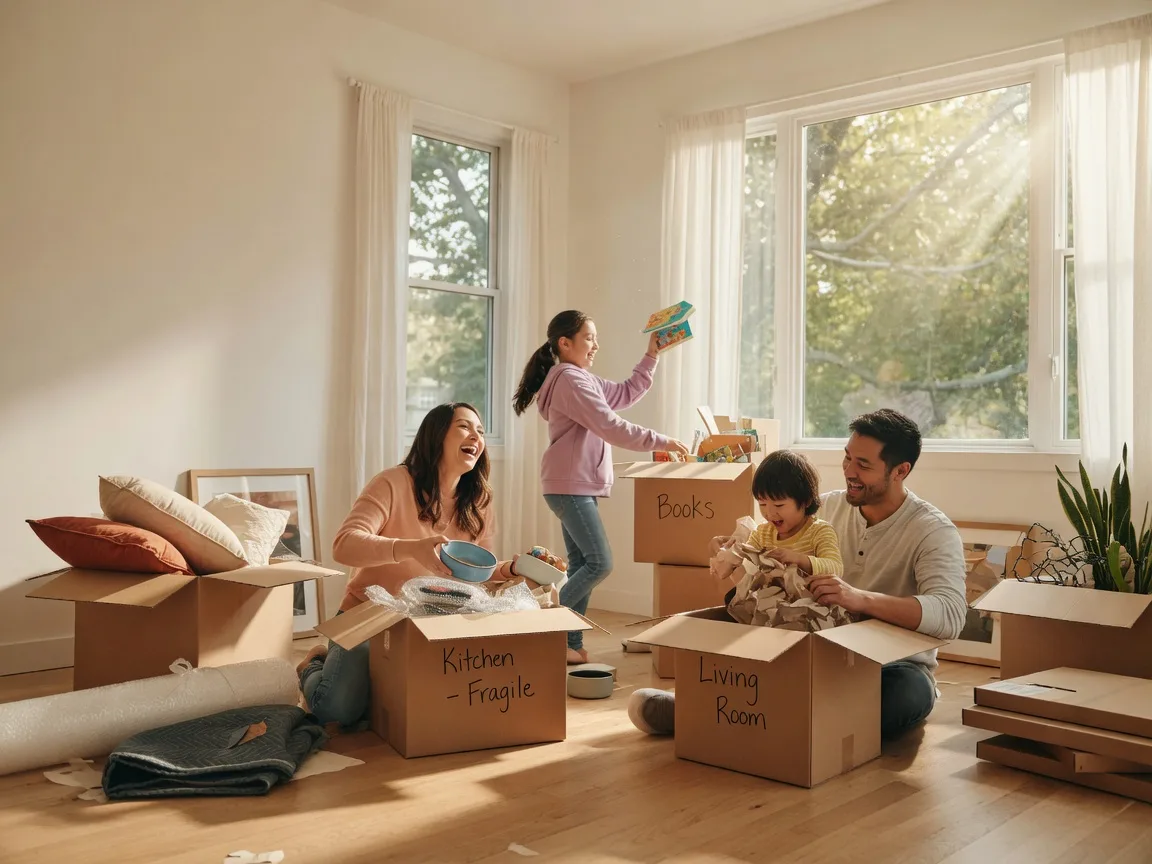 Family happily moving into their new home in NW Metro Atlanta