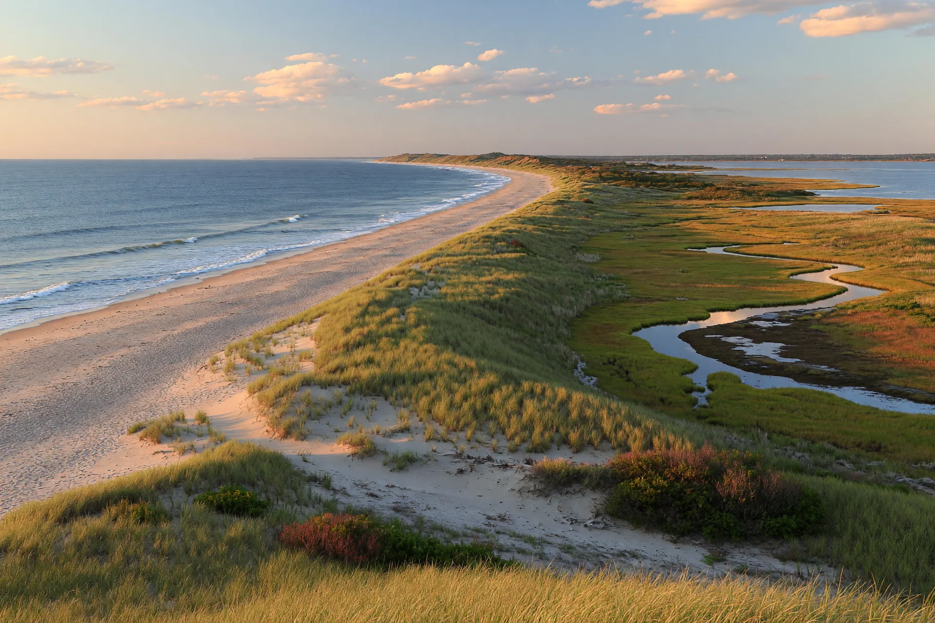 The long barrier beach and dunes of Plum Island on the North Shore coast