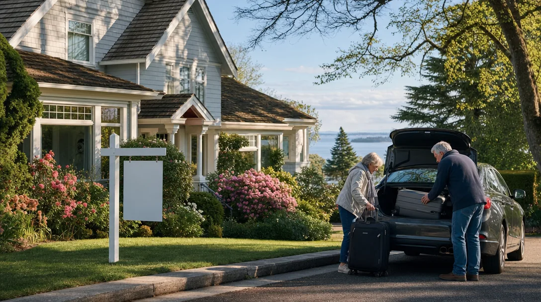 Victoria home with a couple preparing for their seasonal snowbird journey south