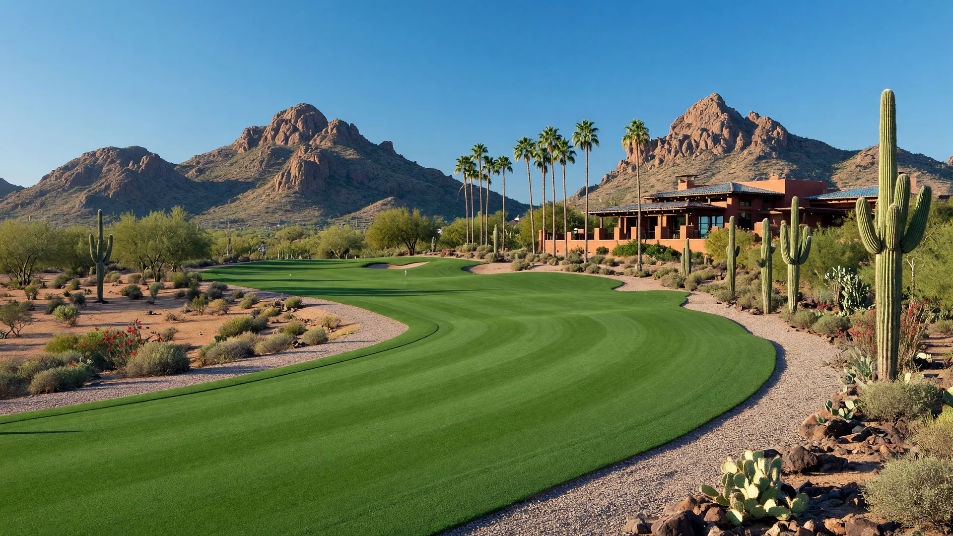 A desert golf course in the Sonoran Desert near Scottsdale