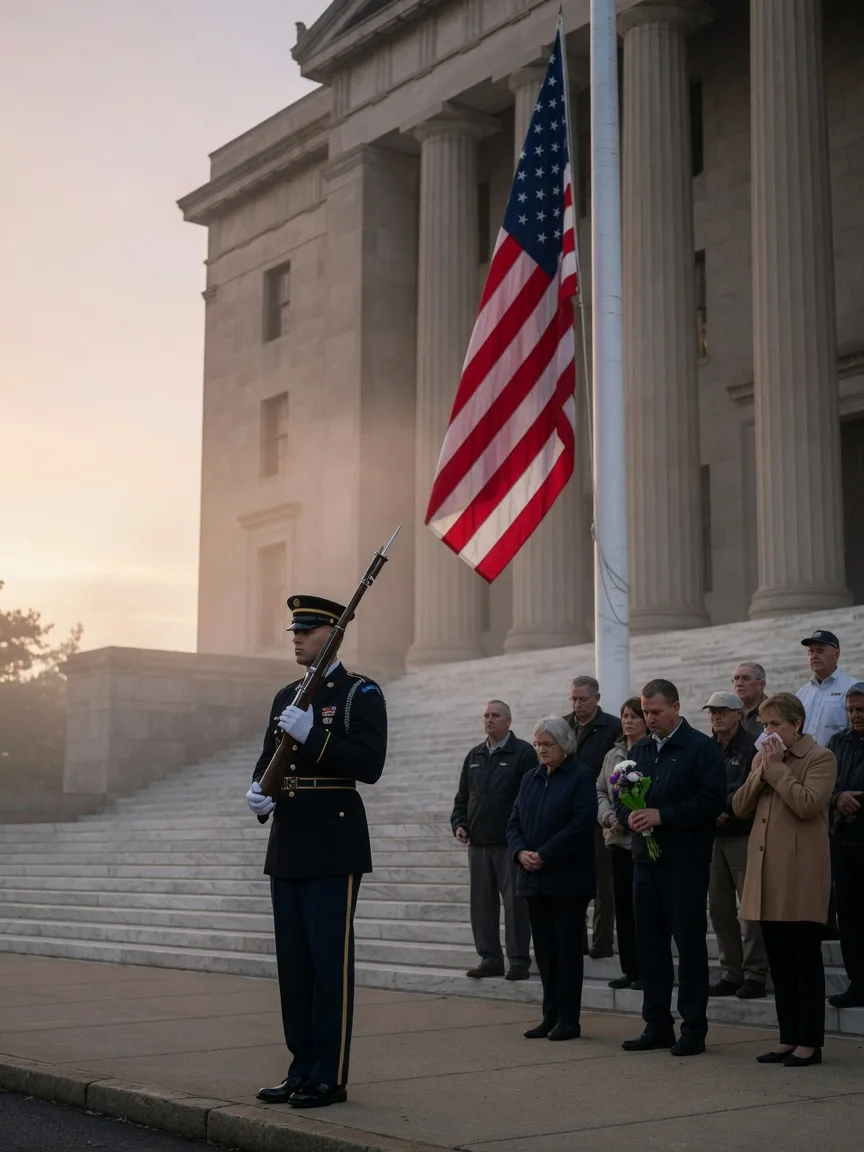 The Clark County sunrise ceremony at the Government Center with the honor guard and bell ringing