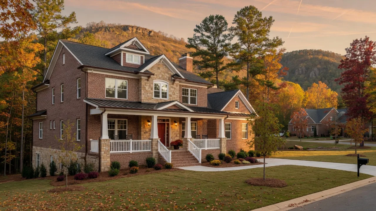 New construction craftsman homes in the Pelham area with Oak Mountain state park proximity and Appalachian foothills terrain
