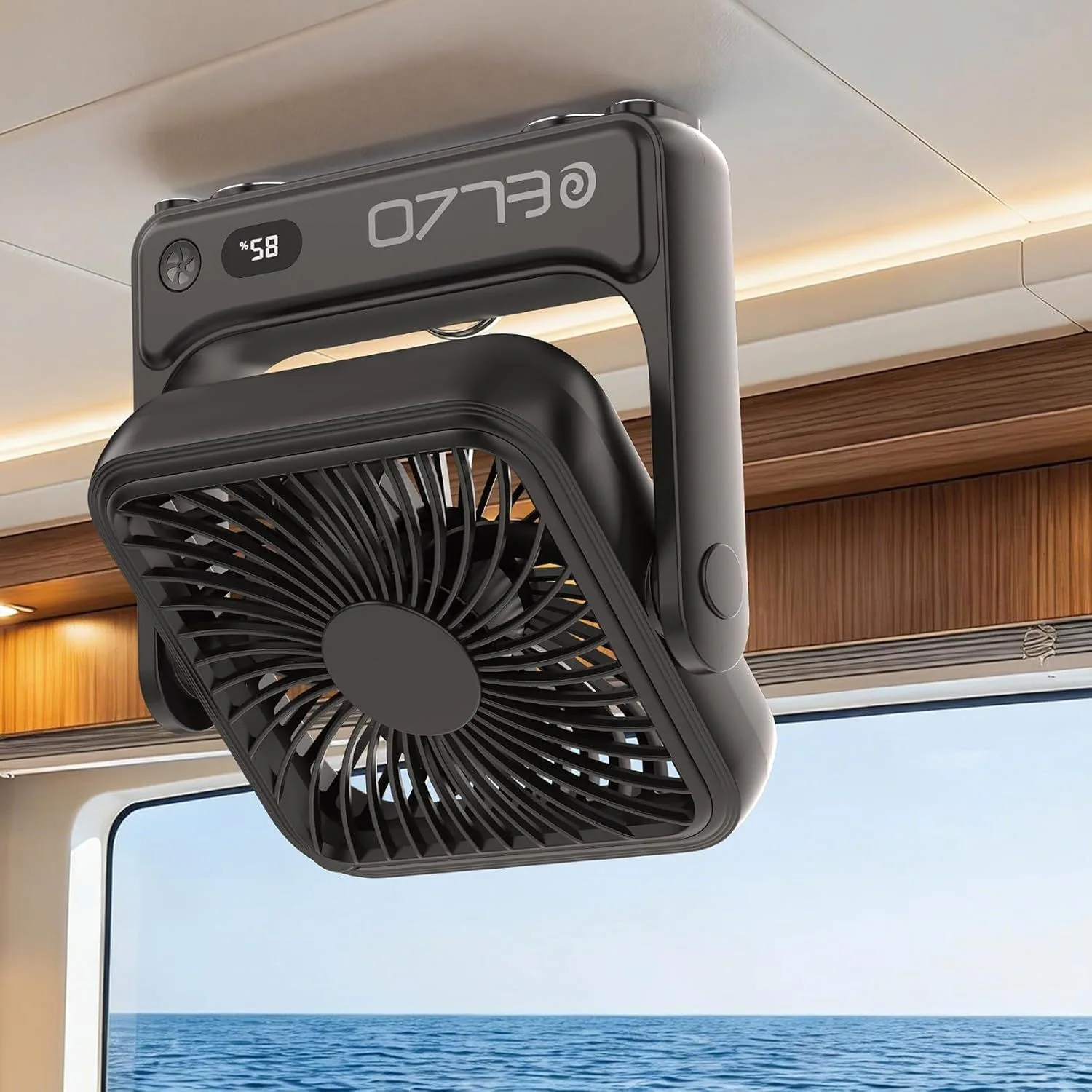 Ventilador de viaje magnético de 5000mAh para cabina de crucero, fotografía de producto