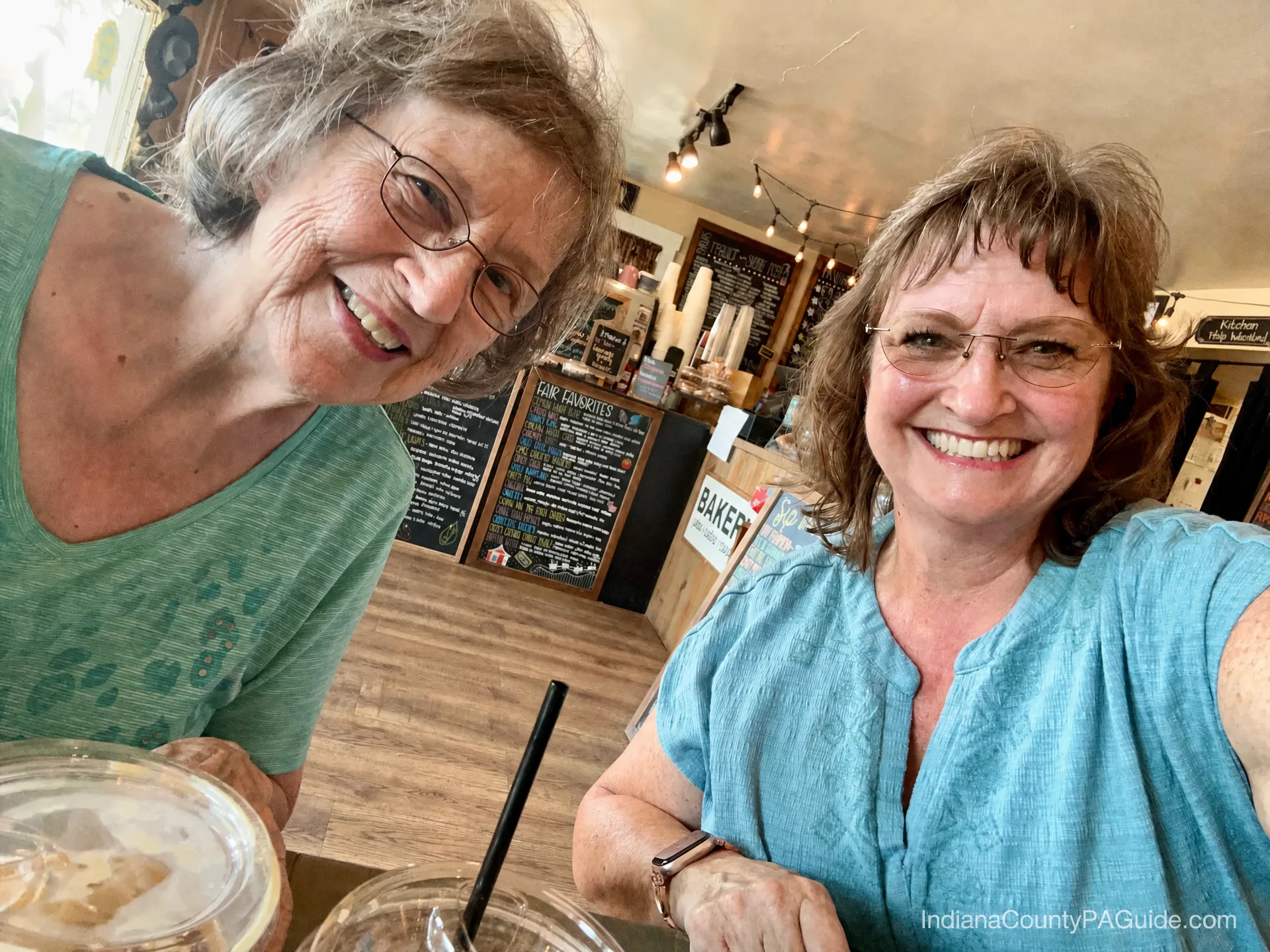 Two women at the bakery counter of Market Street Pastries in Blairsville, PA