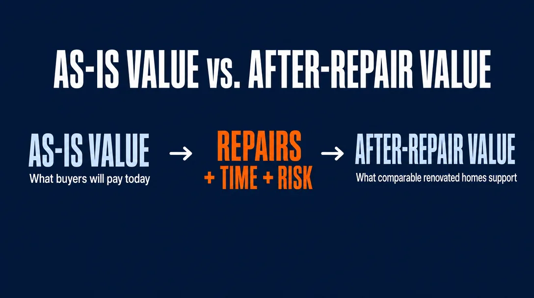 As-is value vs after-repair value comparison graphic