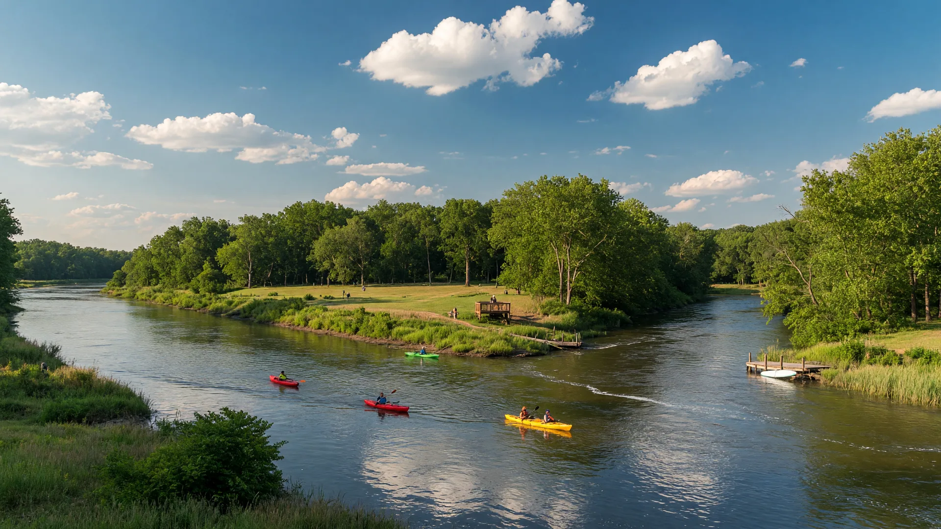 Scenic view of the Delaware River at the confluence with Rancocas Creek in Delran NJ with Amico Island Park in the background