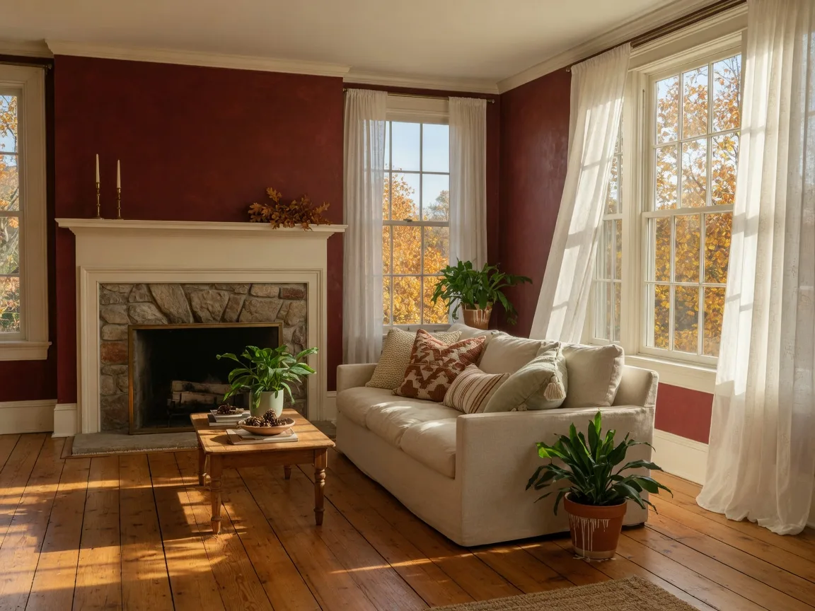Staged living room interior of a suburban home in Montgomery County, PA