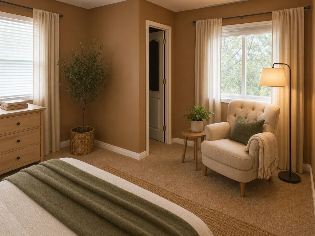 Virtually staged secondary bedroom alternate view with reading nook