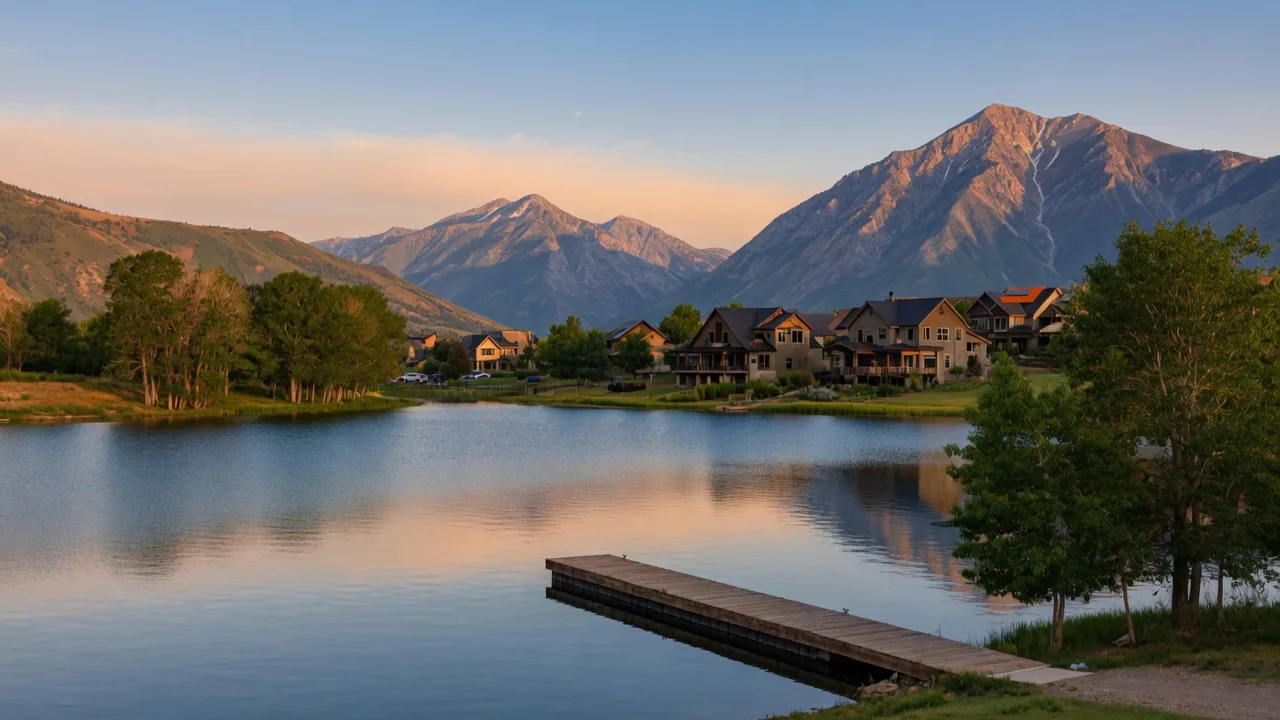 Oquirrh Lake in Daybreak, South Jordan, Utah — a master-planned community with mountain views