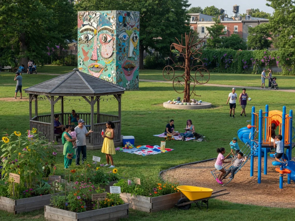 Liberty Lands Park with playground and community garden in Northern Liberties