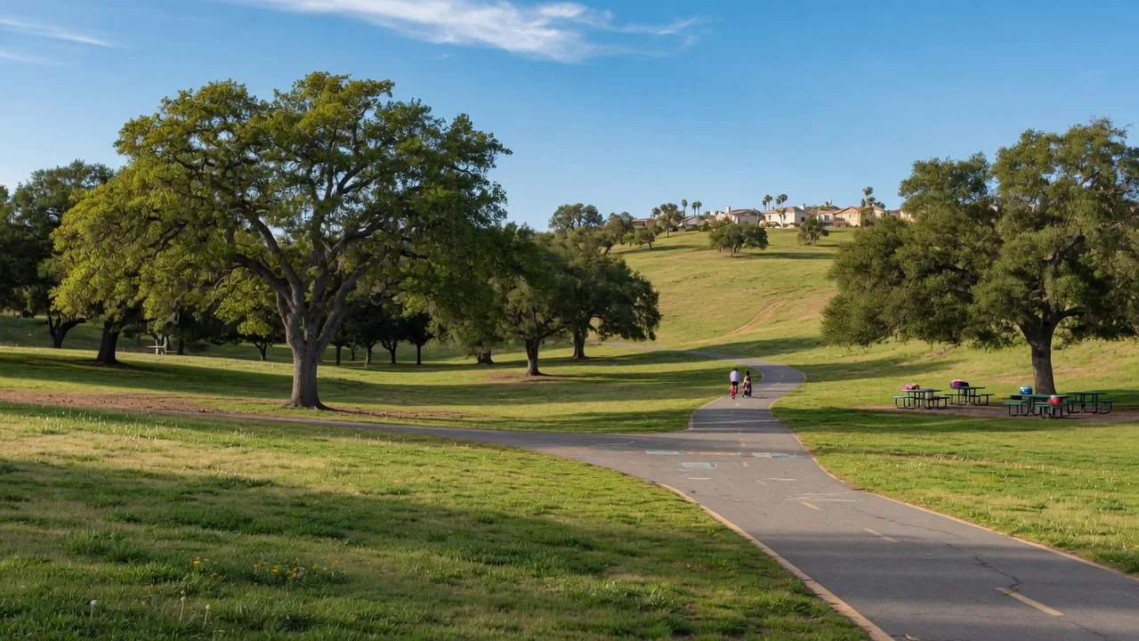Open-space setting near Murrieta Oaks with parkland and a walking path