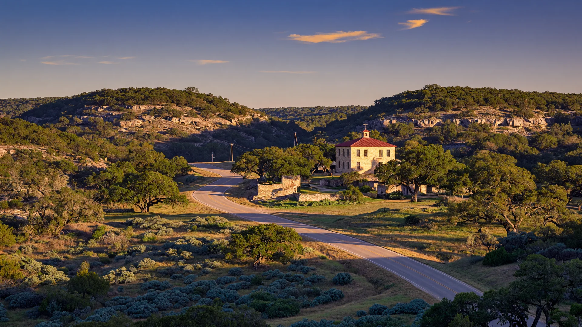 Texas Hill Country landscape at golden hour