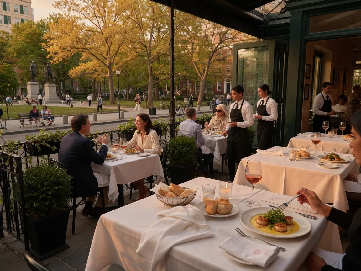 Rouge restaurant sidewalk patio overlooking Washington Square