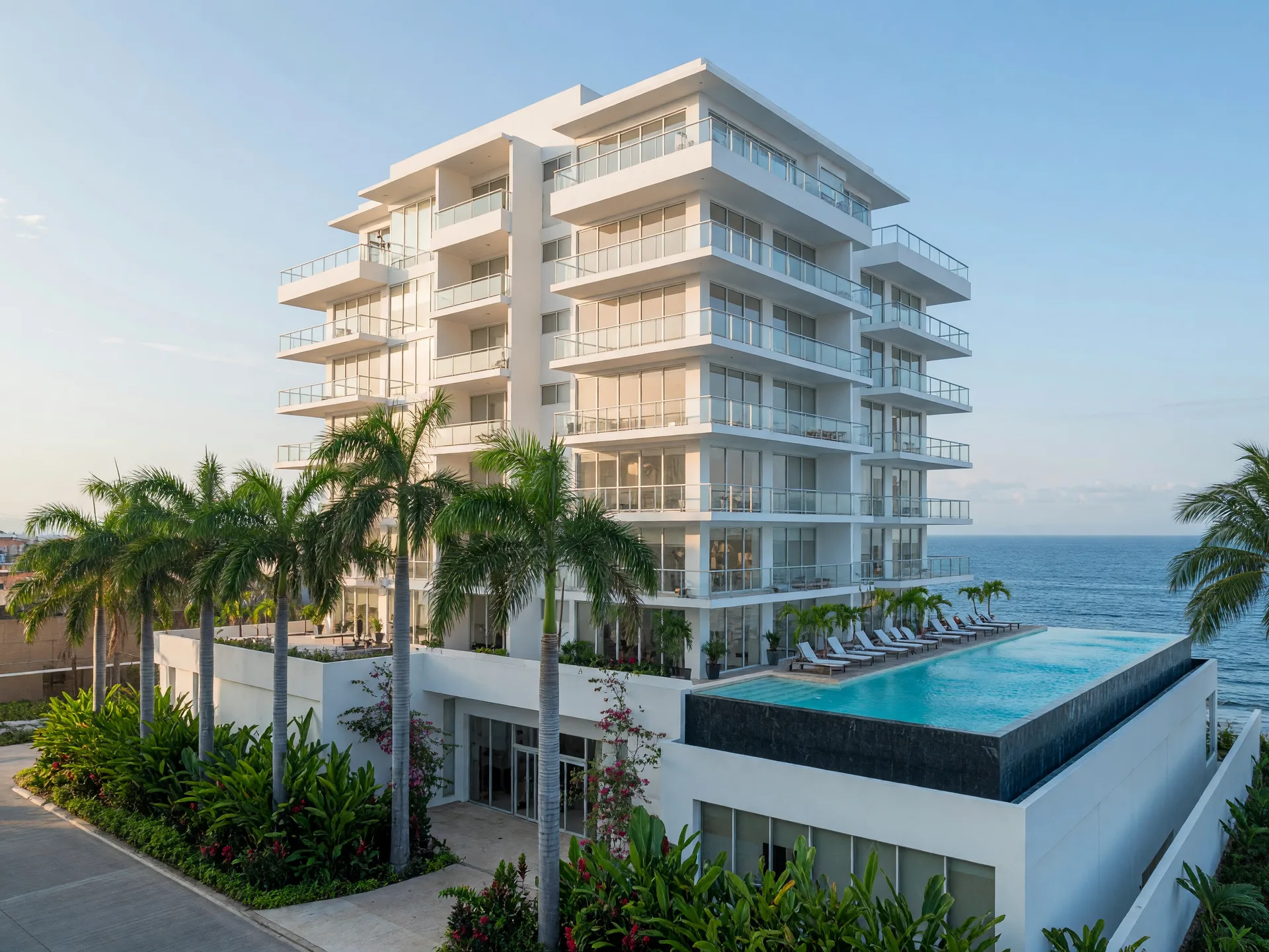 New-construction beachfront condominium building in Puerto Vallarta
