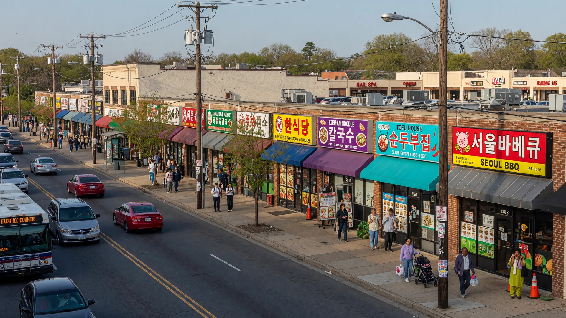 Korean restaurant corridor along Little River Turnpike in Annandale, Virginia