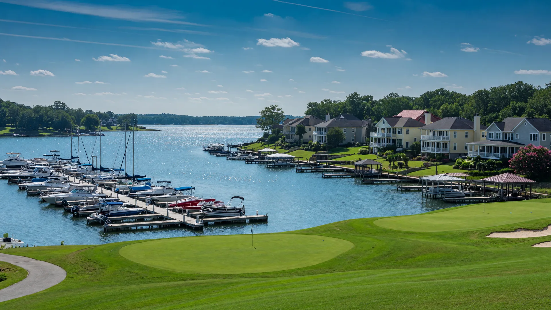 Tega Cay SC waterfront on Lake Wylie with marina and golf course