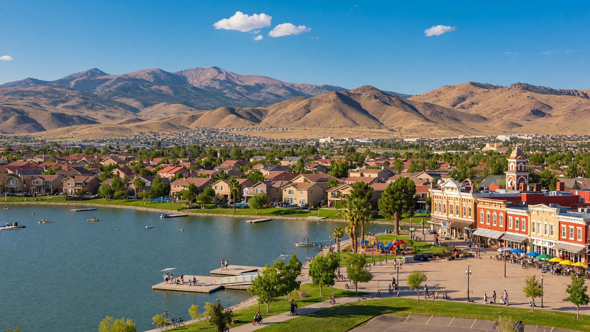 Sparks, Nevada with the Sparks Marina and mountains in the distance