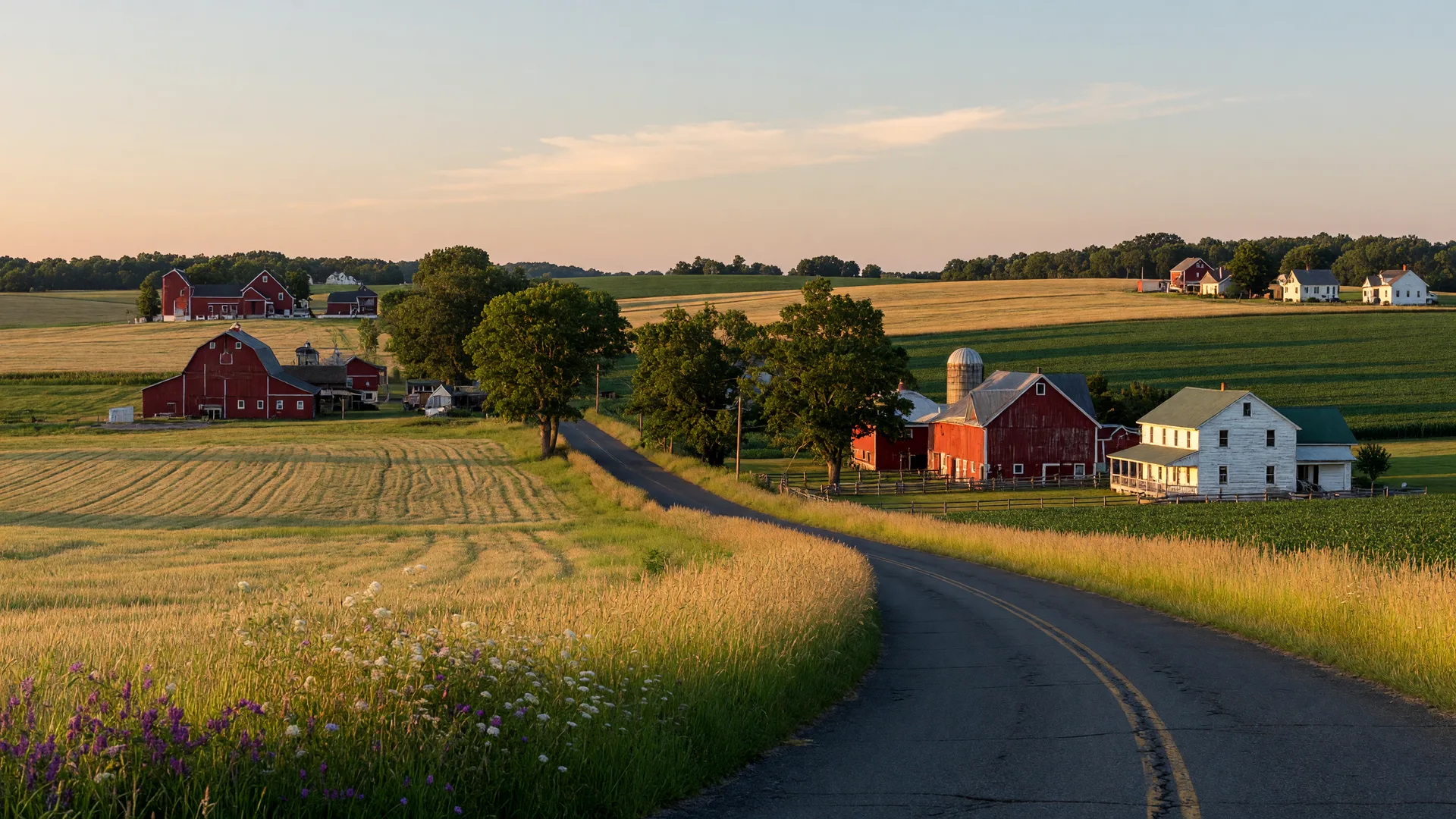 Peaceful rural road in Washington Township, Mercer County, New Jersey
