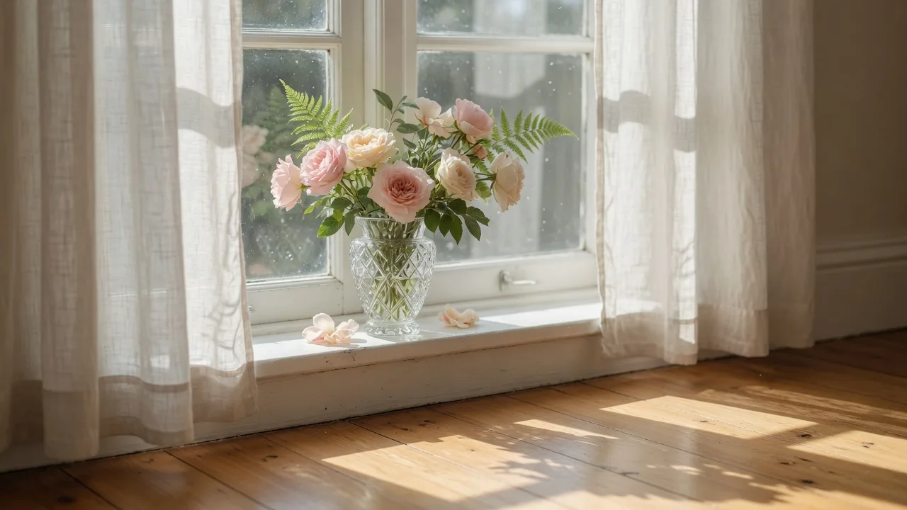 Morning light falling across a window and sill in the home
