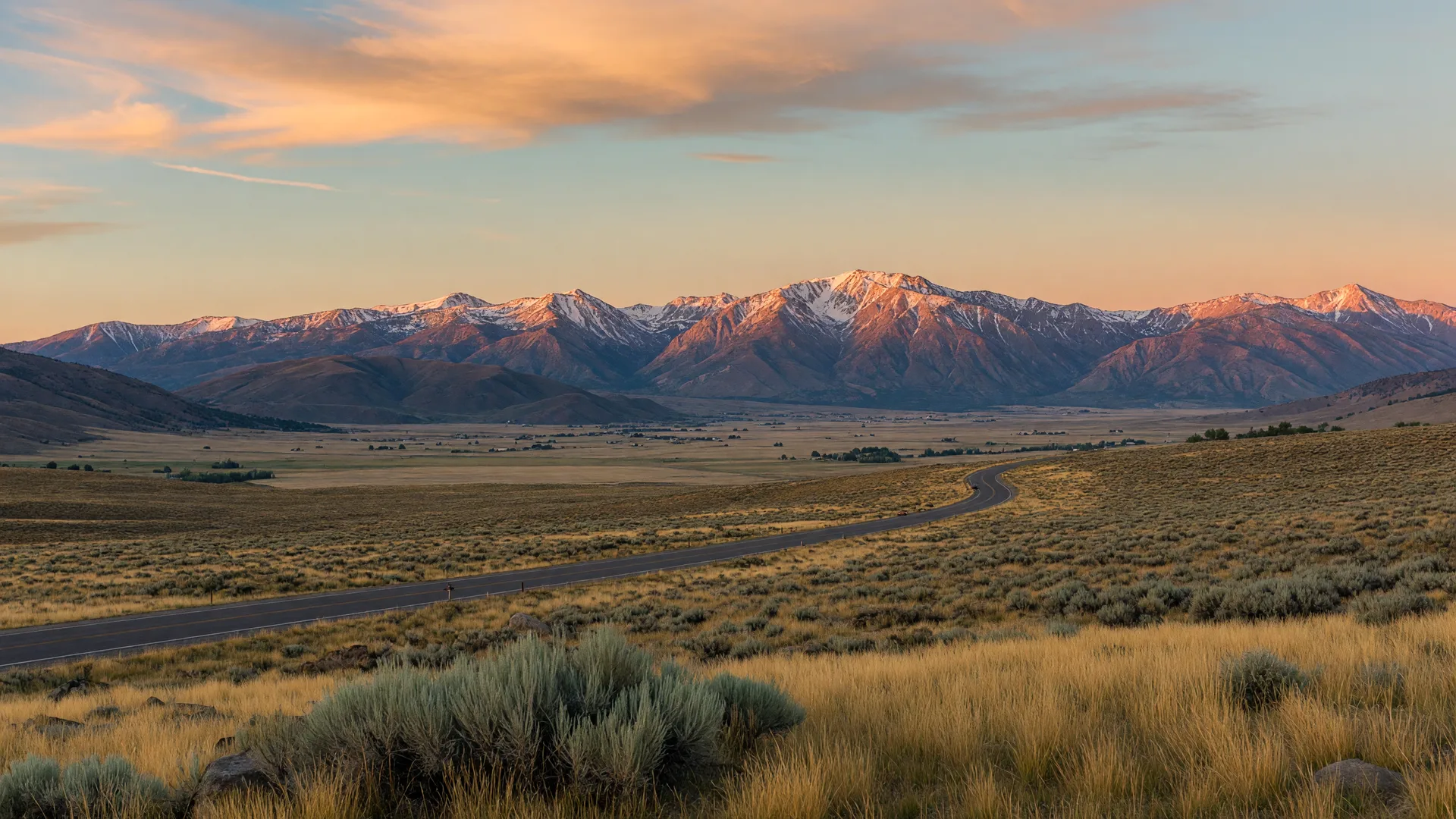 Sierra Nevada foothills above the Carson Valley at golden hour