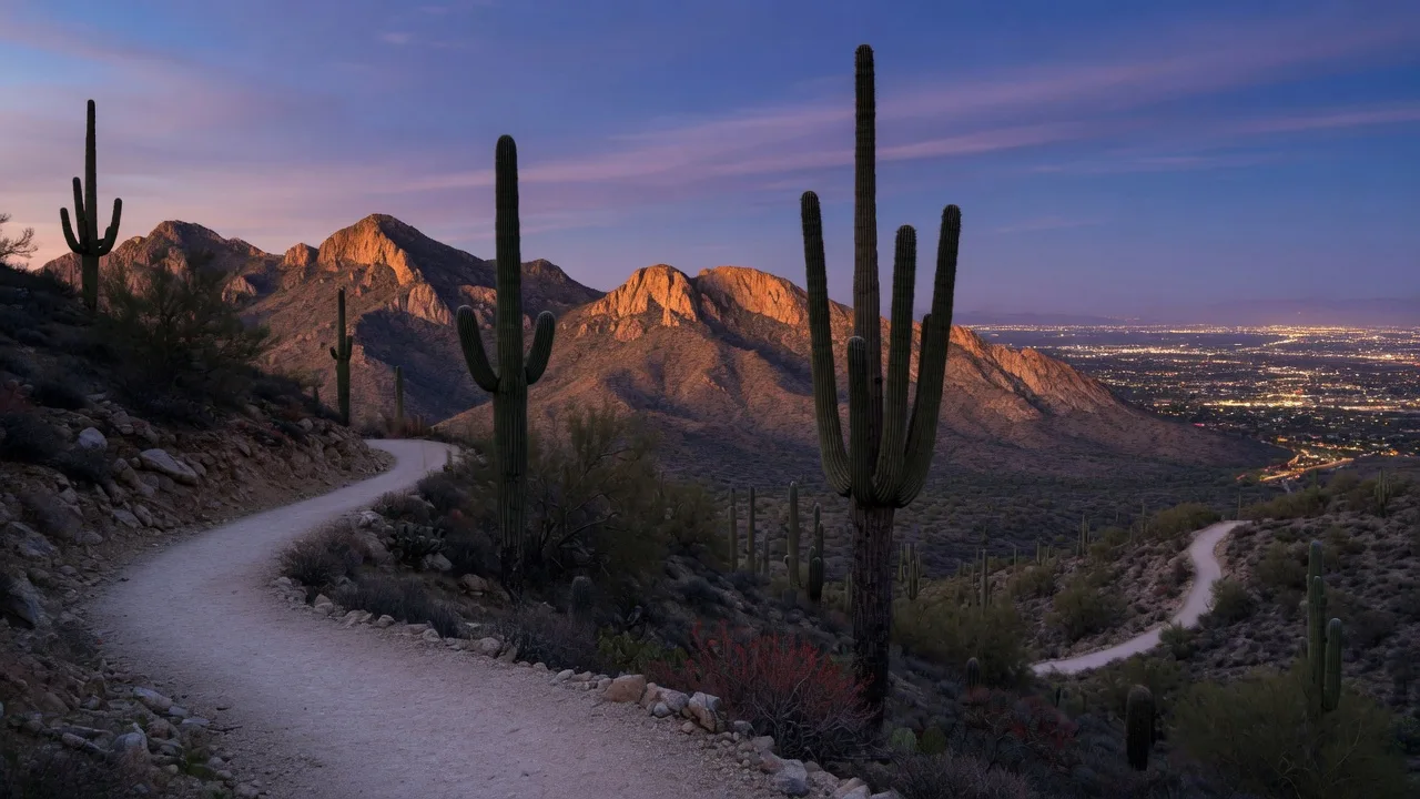 Sunny South Mountain neighborhood scenery, Phoenix metro area