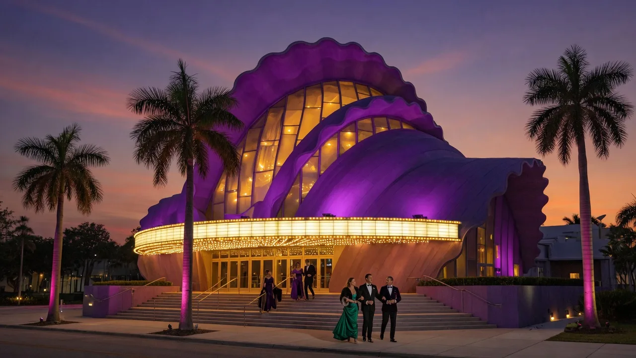 Van Wezel Performing Arts Hall at dusk
