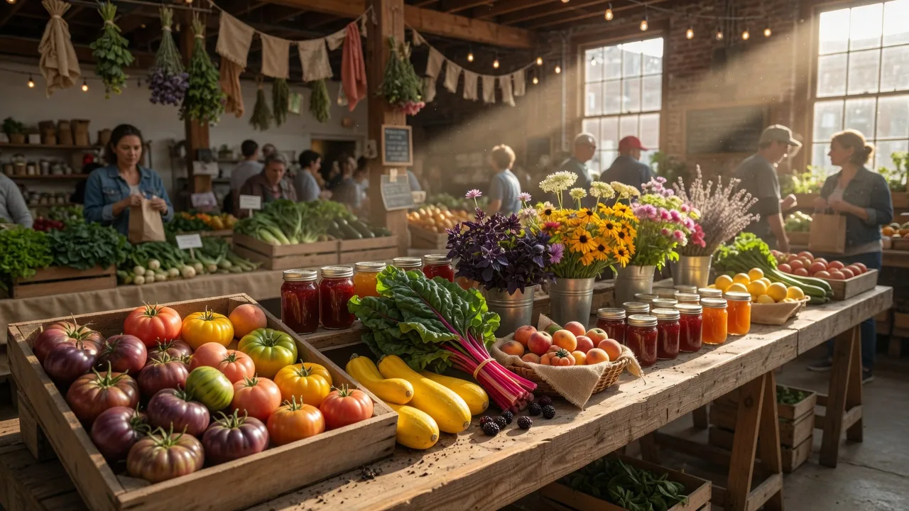 Winding Way Farm market with fresh produce displays