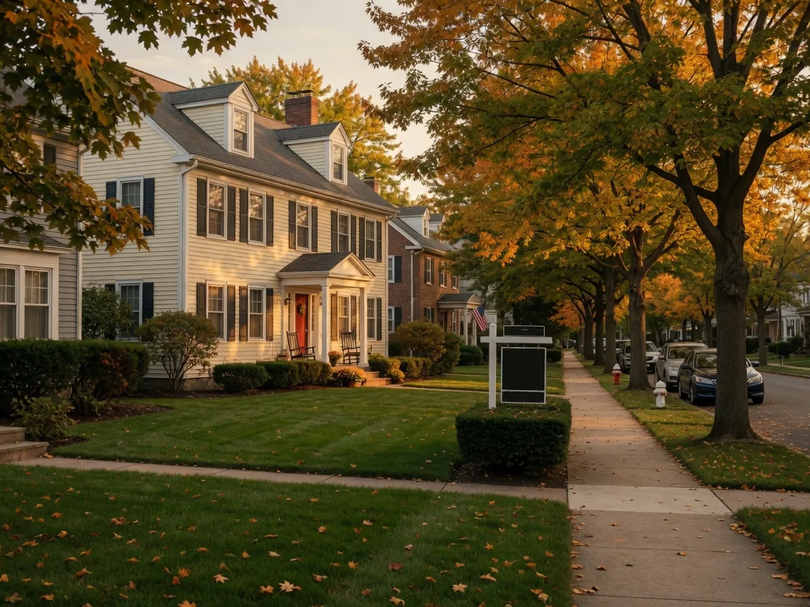 Well-maintained colonial-style home in Burlington County summer evening