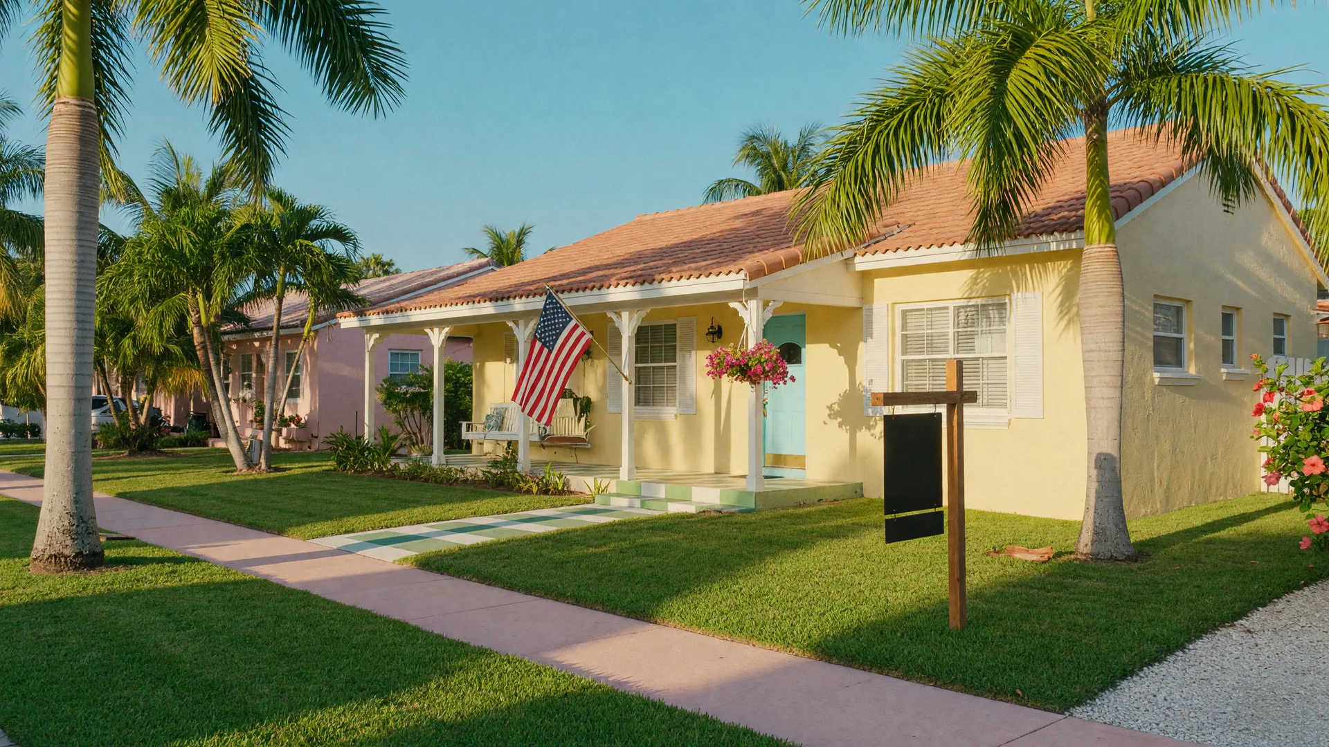 Welcoming Florida home in Delray Beach with palm trees and front porch