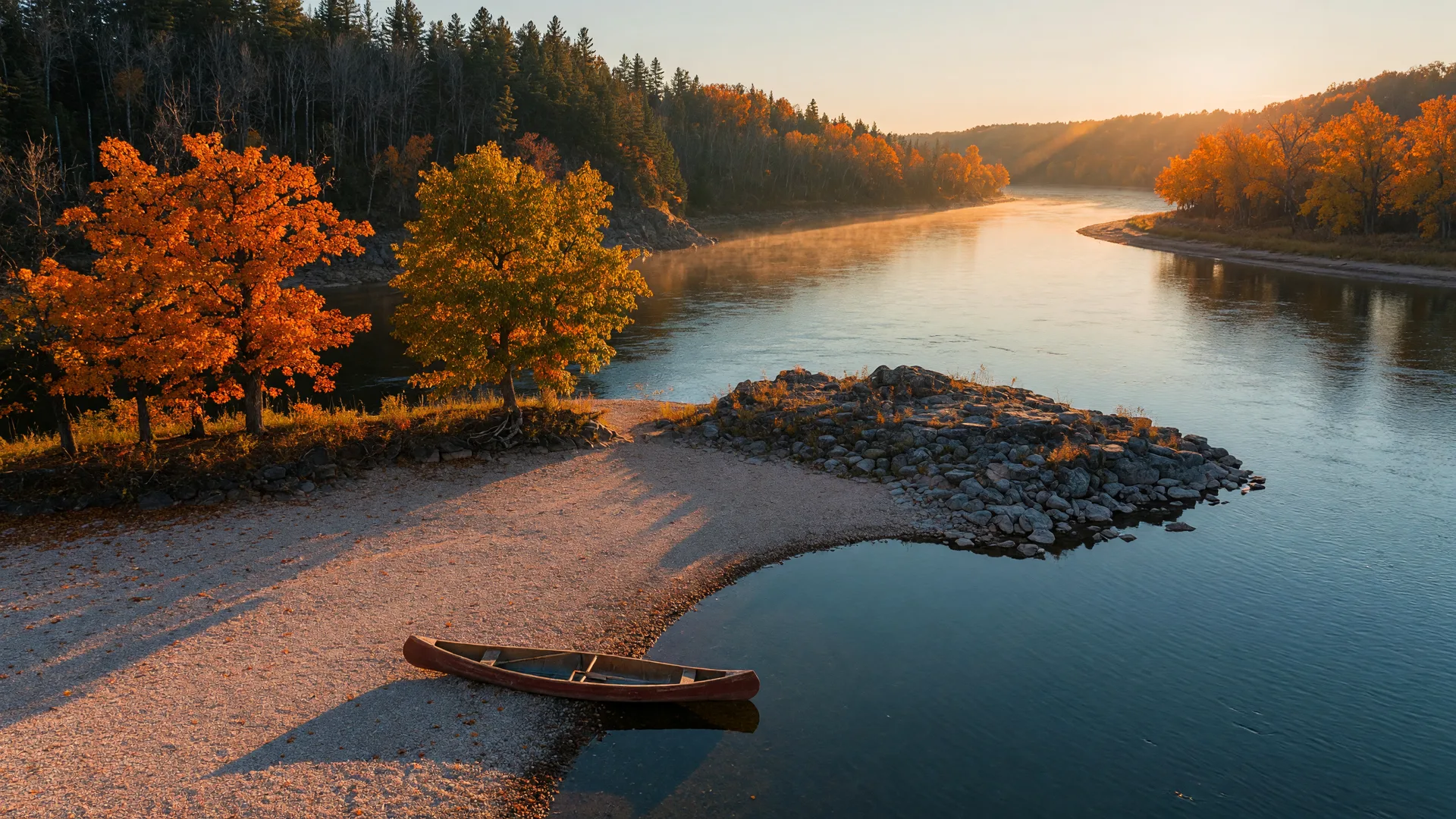 The Mississippi River at golden hour near Aitkin