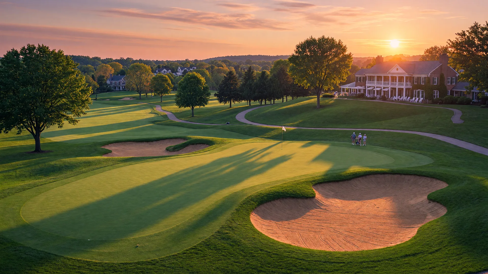 Golf course at golden hour