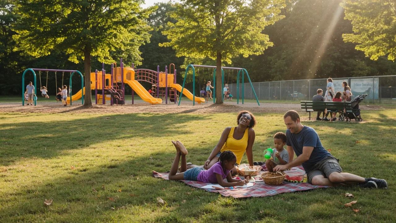 Family at a park in Delran, New Jersey