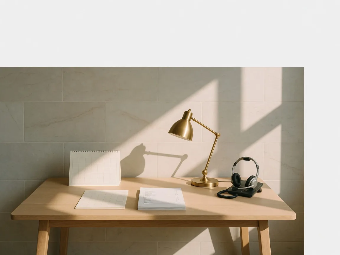 The Appointments Today call center: a bright, orderly inside-sales studio with desks, headsets, and appointment lists