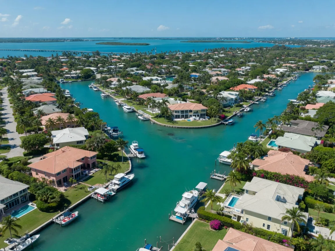 Aerial view of Naples waterfront neighborhoods