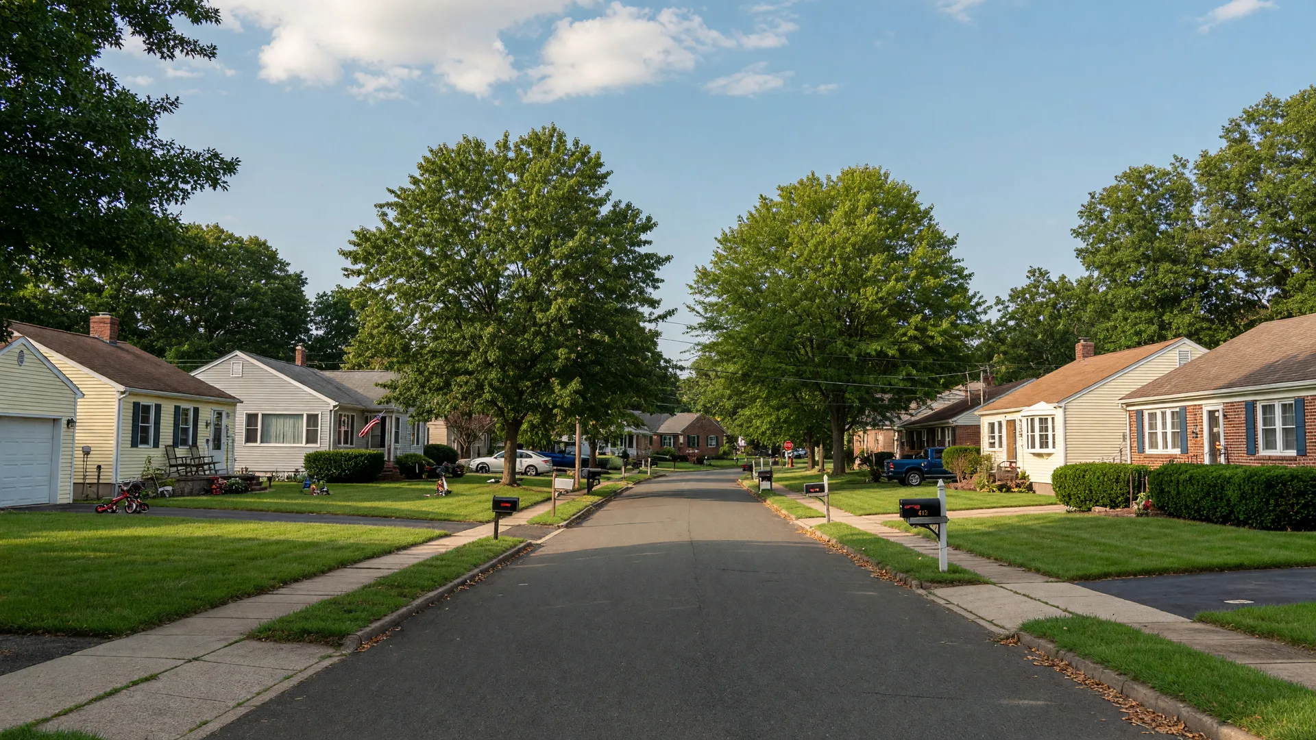 Quiet residential street in Clayton, New Jersey