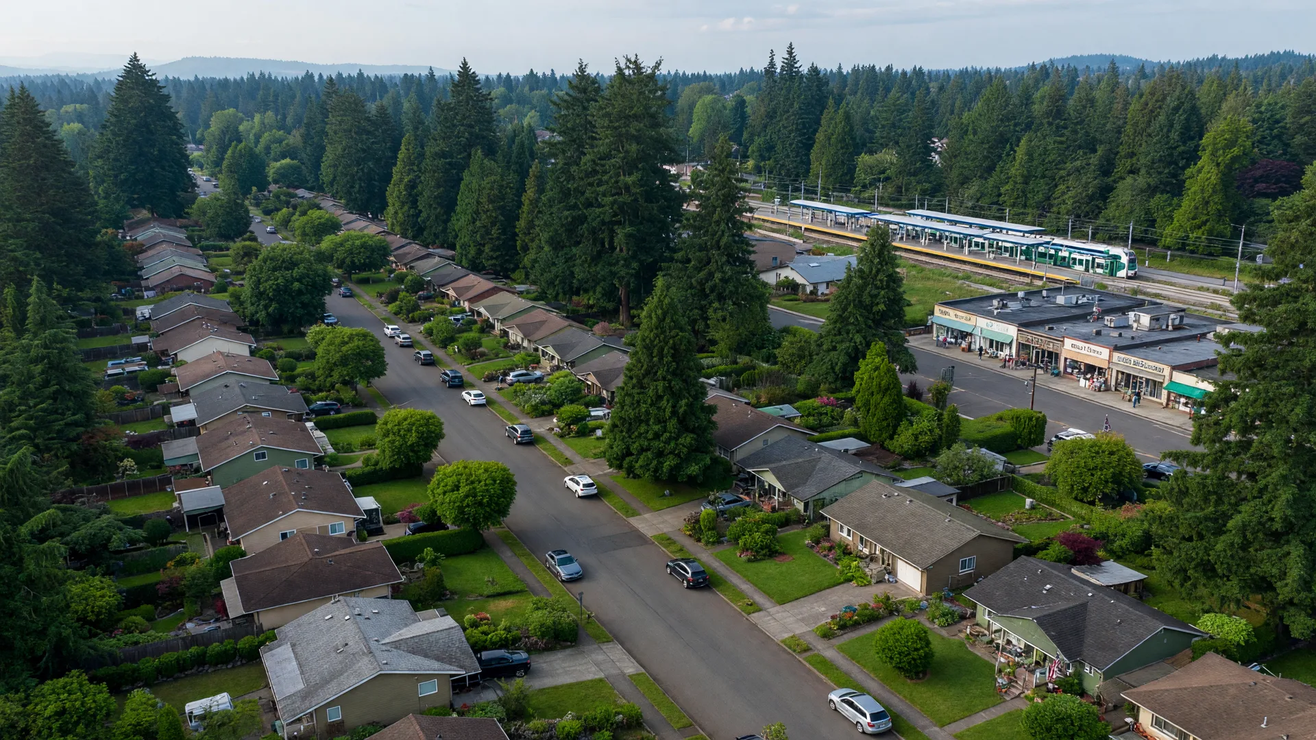 Beautiful view of Cedar Hills neighborhood in Beaverton with tree-lined streets and mid-century homes
