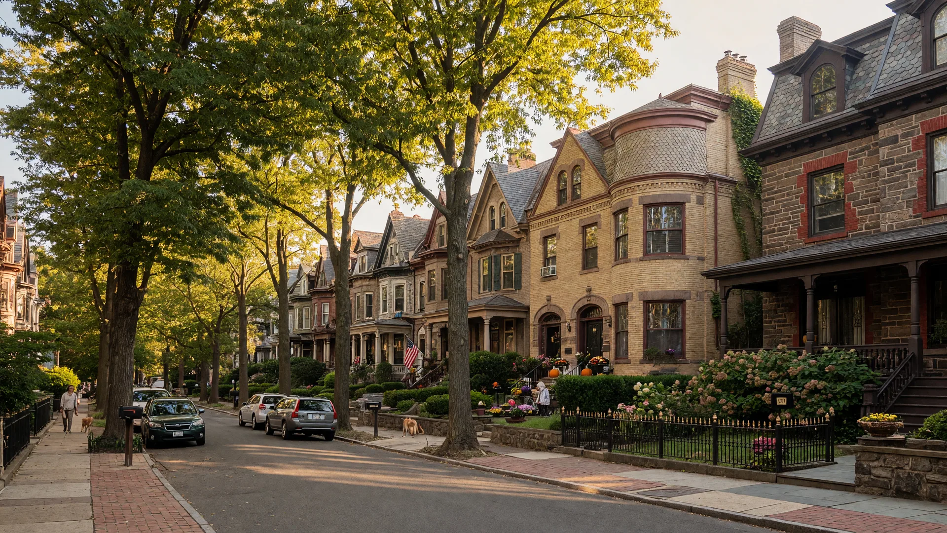 Victorian architecture and tree-lined streets in Chestnut Hill Philadelphia