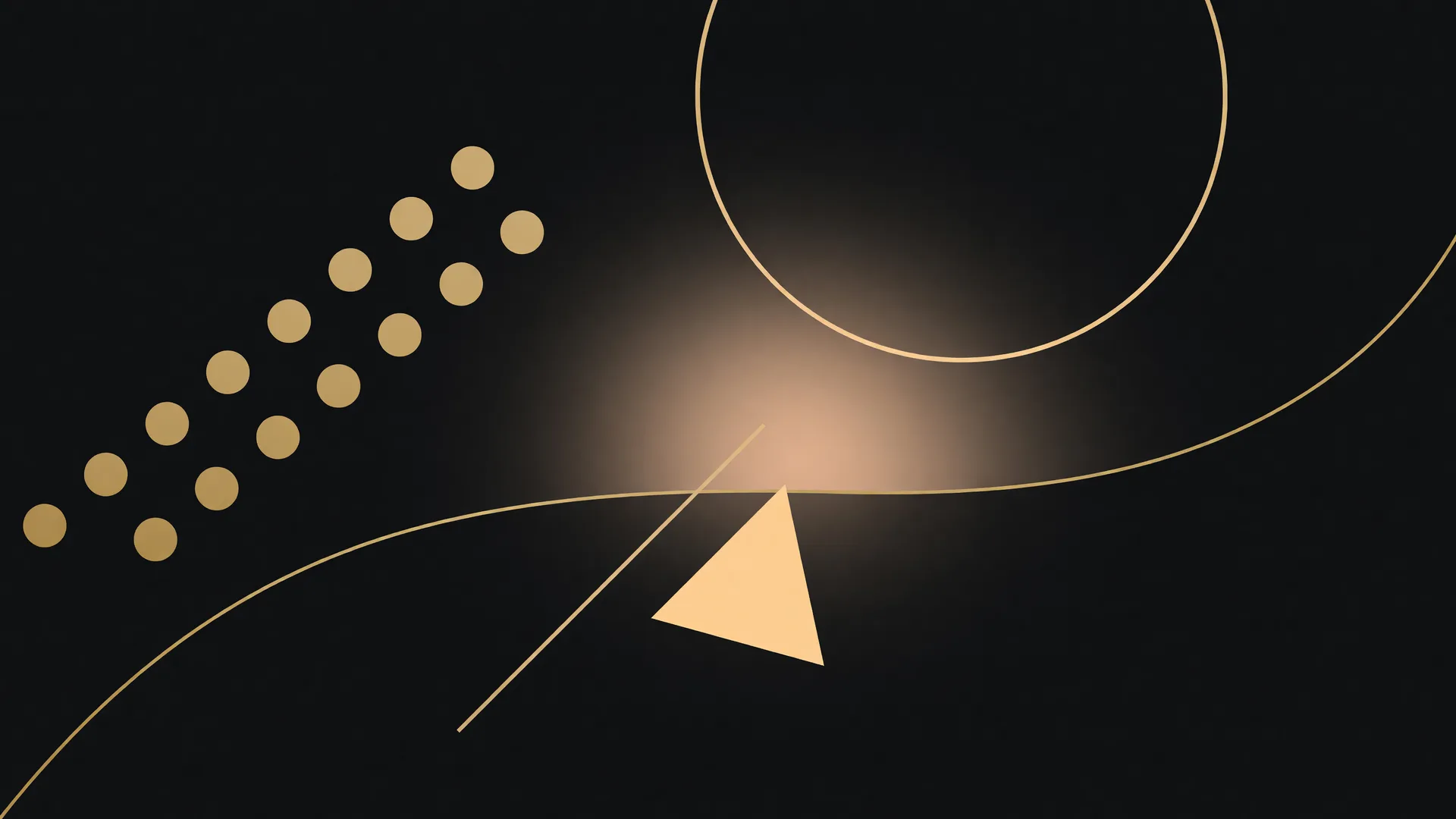 Abstract geometric artwork in the Utah City Living brand colors of black and gold