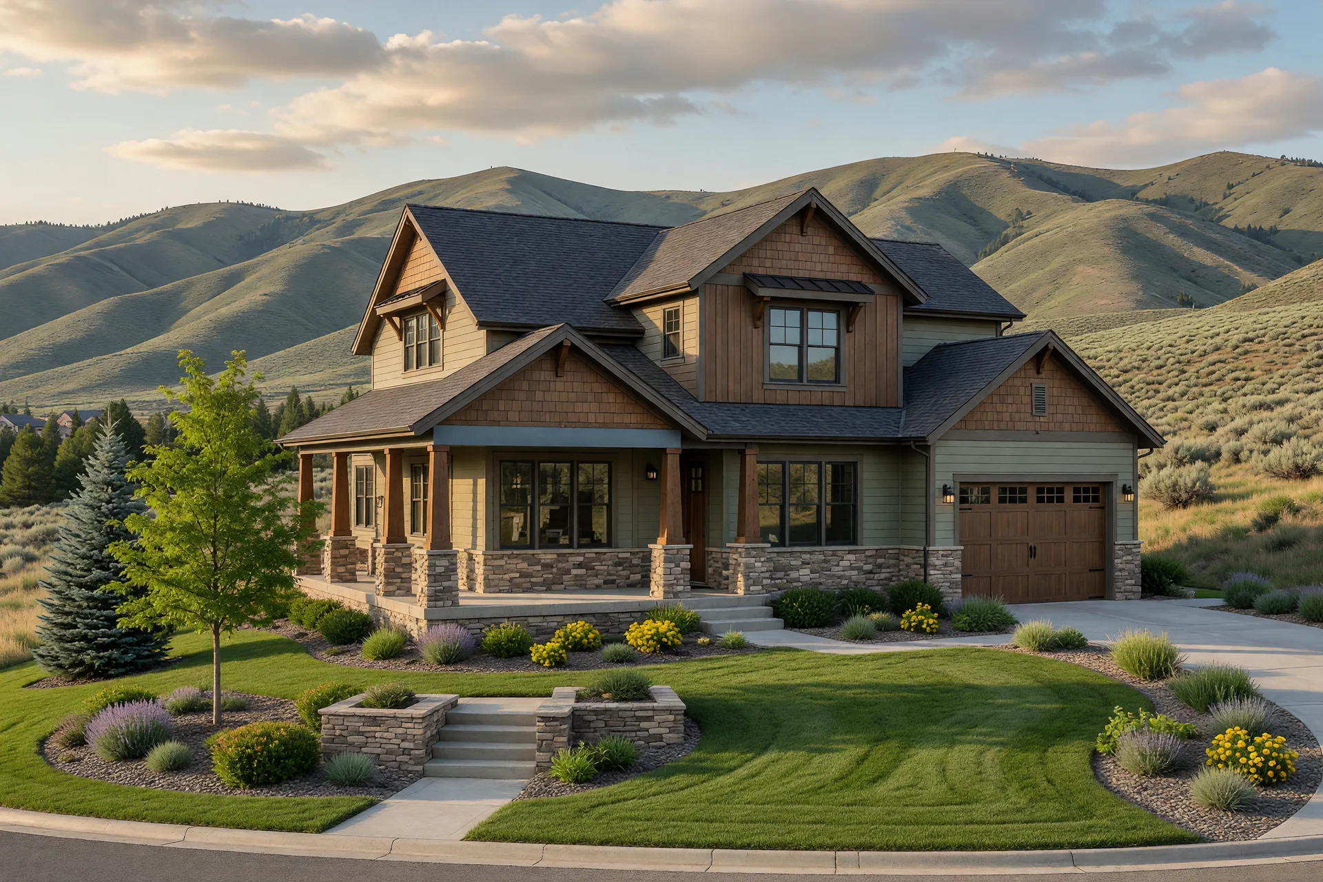 Illustrative image of a modern craftsman home