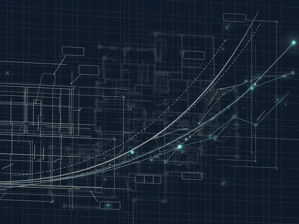 Abstract architectural blueprint and engineering linework in deep navy and Alliance teal representing engineered business growth