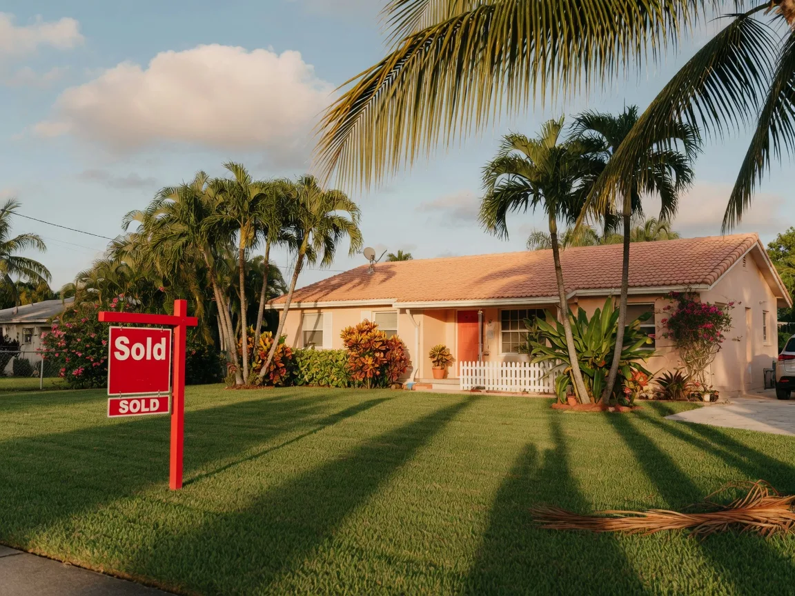 South Florida home with sold sign representing the housing market