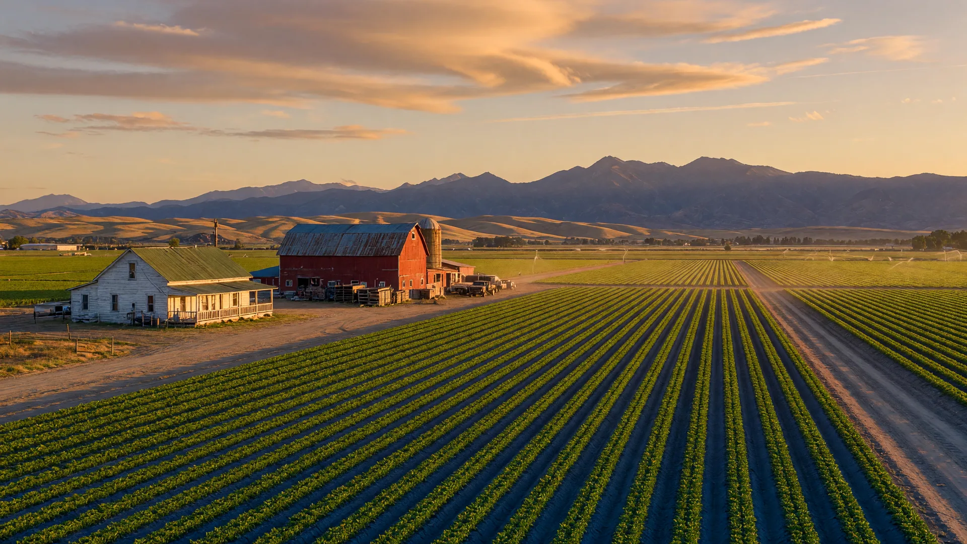 Rolling farmland of the Salinas Valley near North Salinas under late-afternoon light