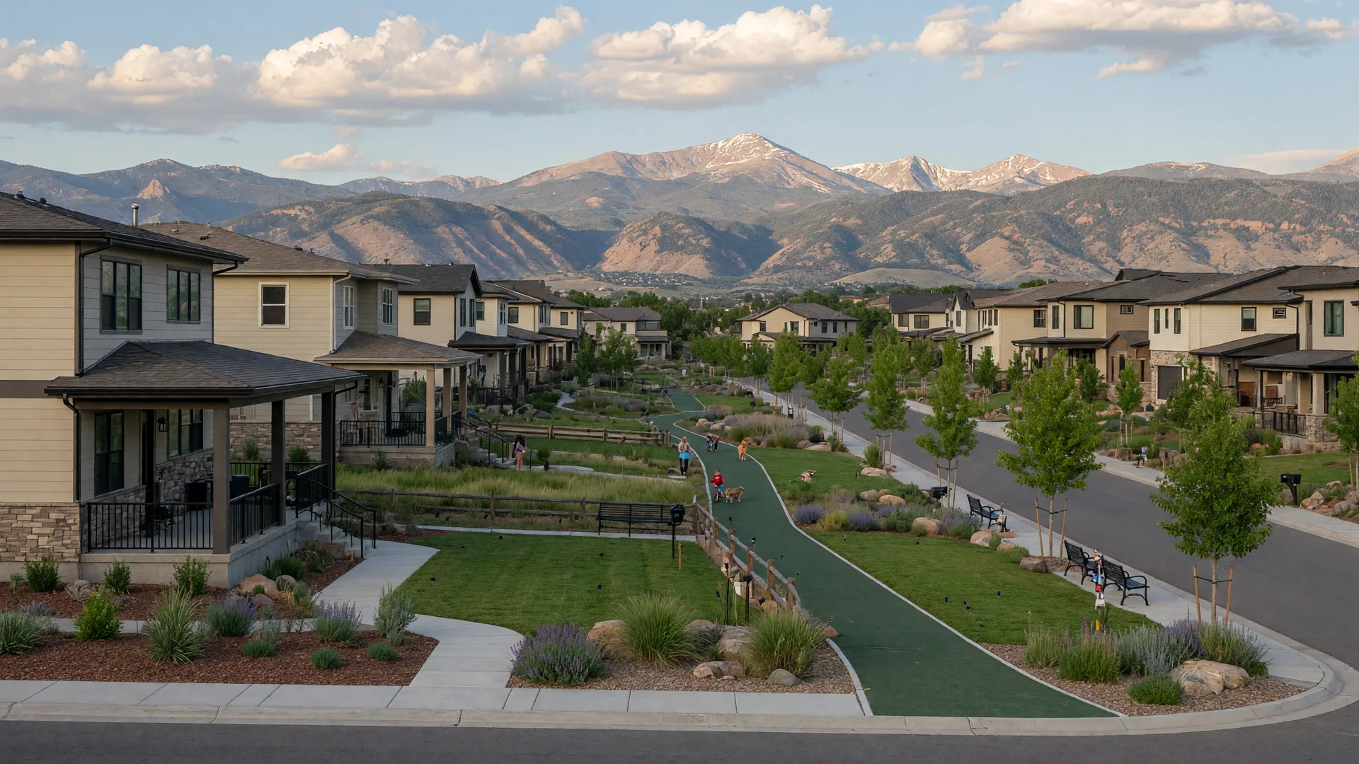 Broomfield Colorado suburban neighborhoods with mountain views